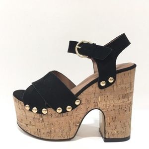 Chunky cork heels